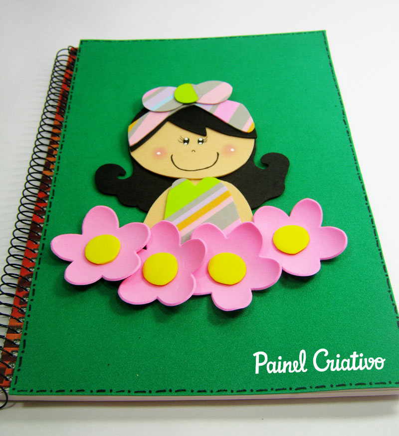 como fazer capa de caderno agenda diario eva meninas escola  (4)