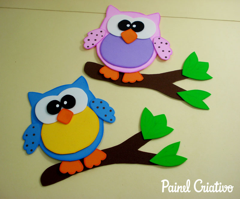 como fazer corujinha em eva artesanato decorar sala de aula cartazes paineis escola quarto festa aniversario infantil (3)