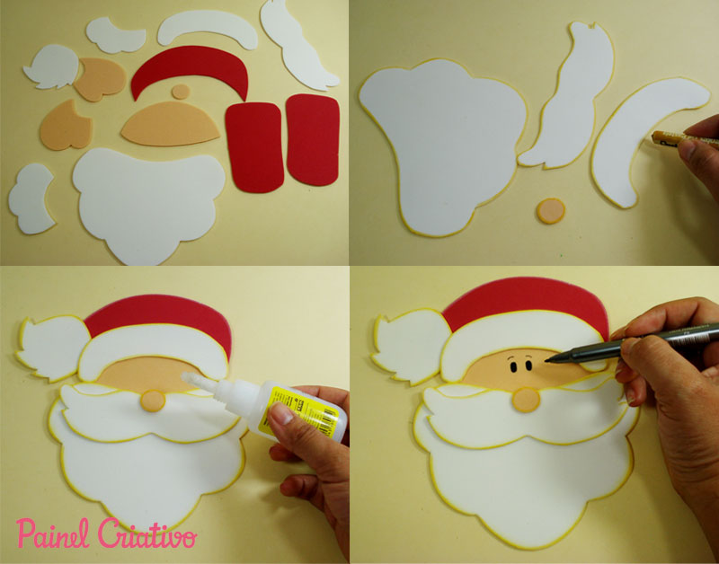 Natal: Como Fazer Enfeite do Papai Noel em EVA | Painel Criativo
