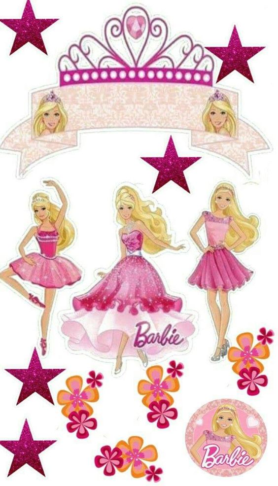 Topo de bolo Barbie para imprimir